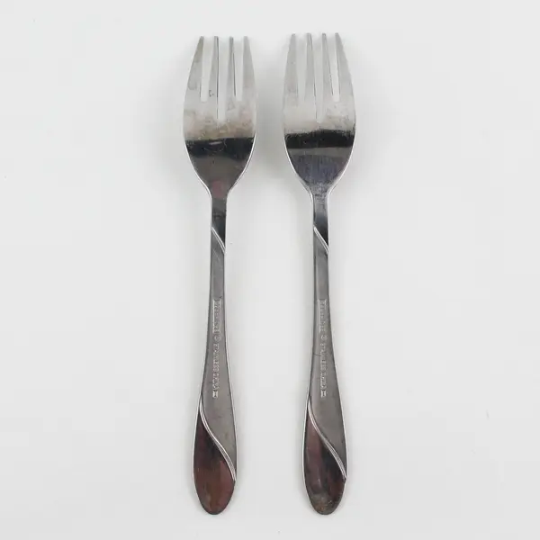 Lot of 2 Cambridge Swirl Sand Pattern 18/0 Stainless Salad Forks 6.75" Good