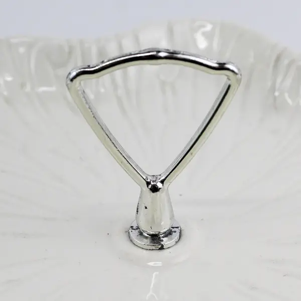 Calif USA White Leaf Pattern Ceramic Tid-Bit Serving Tray Ruffled Edge 11.5"