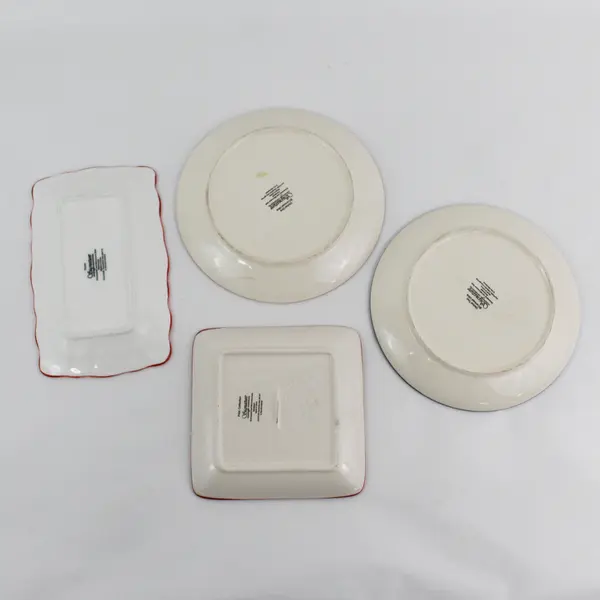 Lot Of 4 Signature Brand Assorted Pattern Ceramic Plates Assorted Shapes