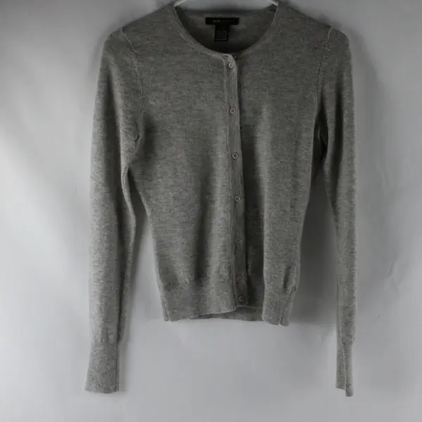 BCBG Maxazria Women's S Gray Wool/Angora Blend Button-Up Cardigan