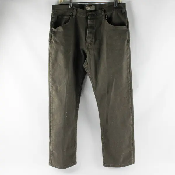 Wrangler Authentics Men's 35x29 Green Straight Fit Denim Jeans - Flawed