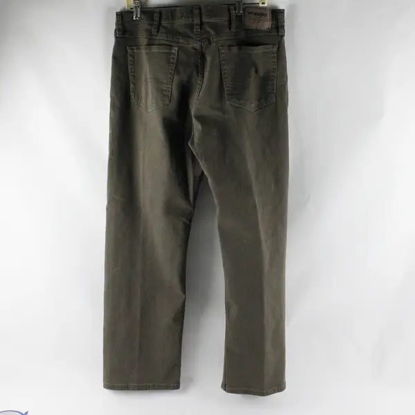 Wrangler Authentics Men's 35x29 Green Straight Fit Denim Jeans - Flawed