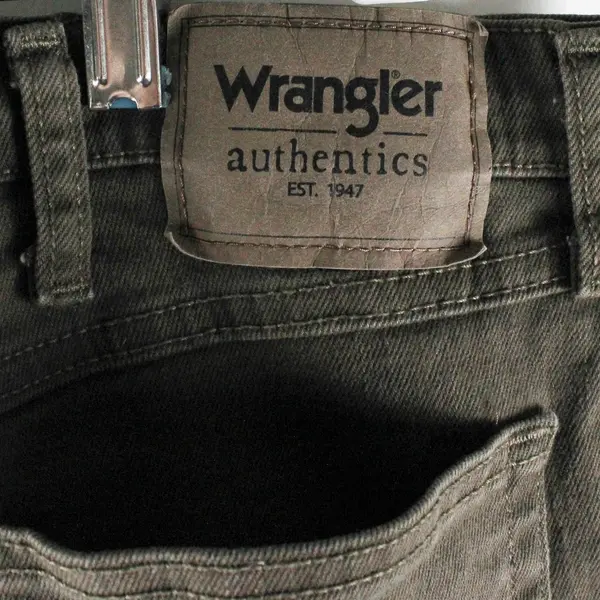 Wrangler Authentics Men's 35x29 Green Straight Fit Denim Jeans - Flawed
