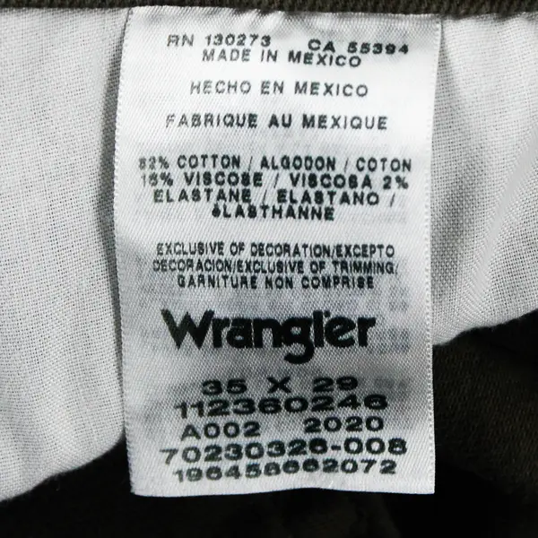 Wrangler Authentics Men's 35x29 Green Straight Fit Denim Jeans - Flawed