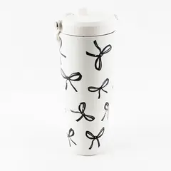 Hydrapeak Artisan Collection Cream/Black Bow Tumbler Water Bottle 32oz No Straw