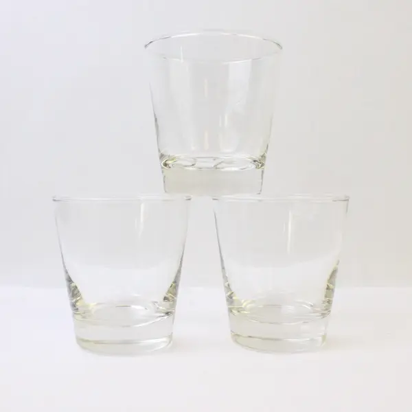 Lot of 3 Clear Glass Tumblers Straight-Sided Stackable Drinking Glasses