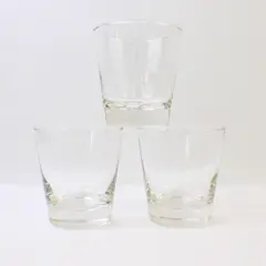 Lot of 3 Clear Glass Tumblers Straight-Sided Stackable Drinking Glasses