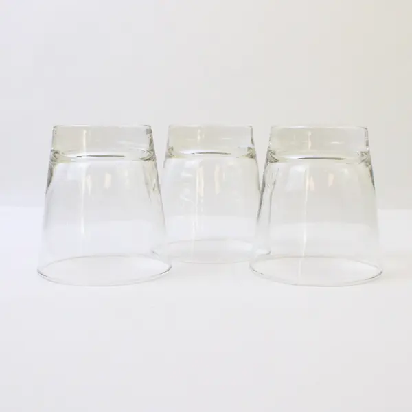 Lot of 3 Clear Glass Tumblers Straight-Sided Stackable Drinking Glasses