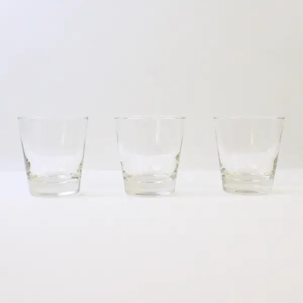 Lot of 3 Clear Glass Tumblers Straight-Sided Stackable Drinking Glasses