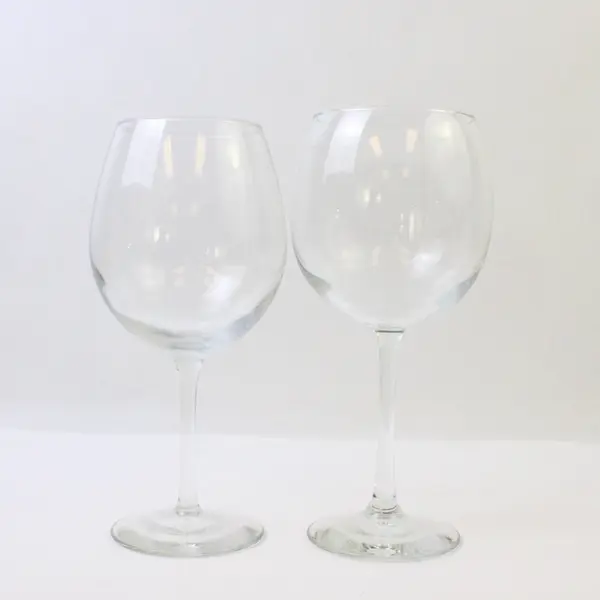 Lot of 2 Clear Glass Brandy Snifter & Wine Glass