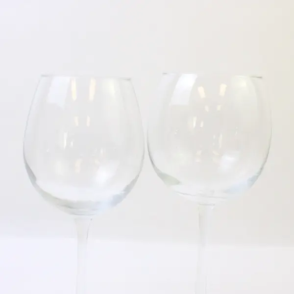 Lot of 2 Clear Glass Brandy Snifter & Wine Glass