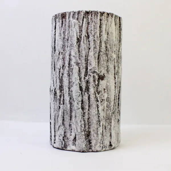 Lot of 2 Birch Bark Pillar Candles 8in Rustic Centerpiece New