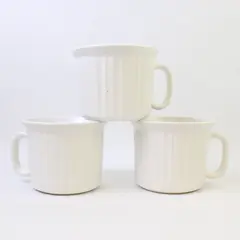Lot of 3 CorningWare French White Ribbed Stoneware 20oz Soup Mugs