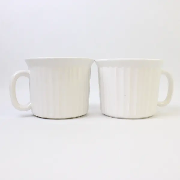 Lot of 3 CorningWare French White Ribbed Stoneware 20oz Soup Mugs