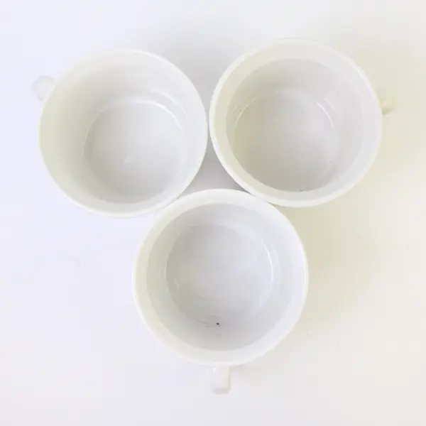 Lot of 3 CorningWare French White Ribbed Stoneware 20oz Soup Mugs