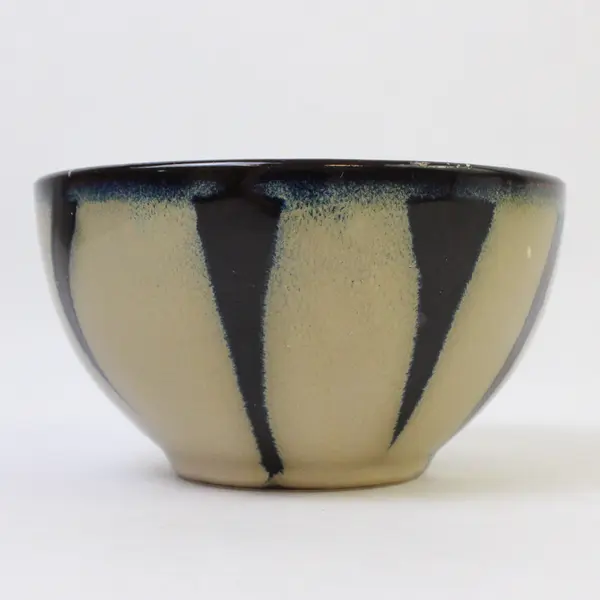 Pier 1 Ceramic Zebra Striped Dip Dish Black & White 4.5in Used Good