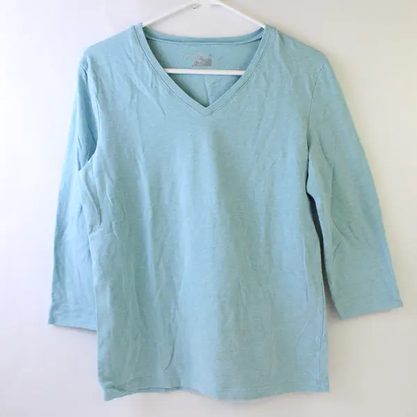 Great Northwest Solid Light Blue Color 3/4 Sleeve T-Shirt Top Women's Size M