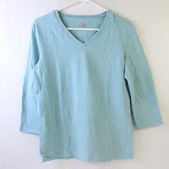 Great Northwest Solid Light Blue Color 3/4 Sleeve T-Shirt Top Women's Size M