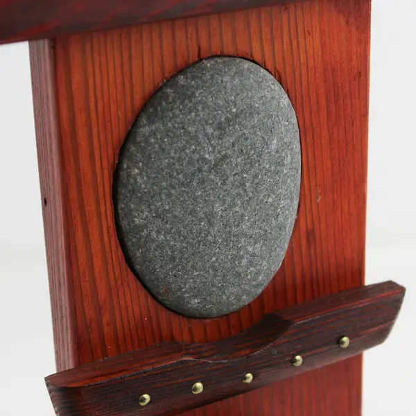 YRF Bolt and Stone Sculpture On Cherry Stained Wood