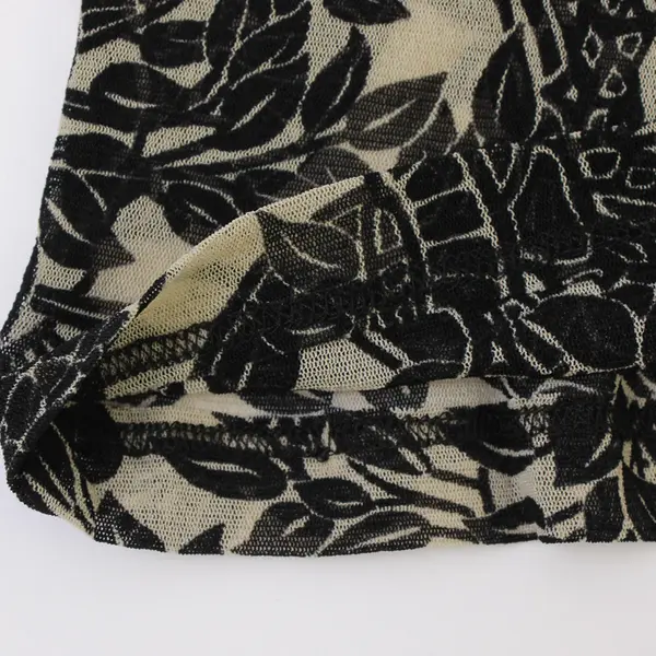 Karen Kane Black/Beige Sheer Floral Quarter Length Sleeve Top Women's Size L