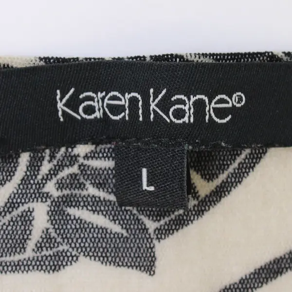 Karen Kane Black/Beige Sheer Floral Quarter Length Sleeve Top Women's Size L