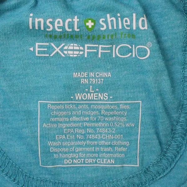 ExOfficio Insect Shield Solid Blue Short Sleeve Activewear Top Womens Size Large