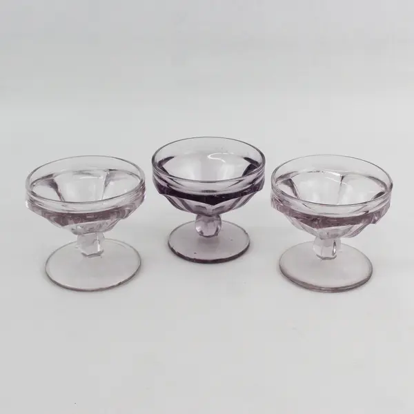 Set of 3 Antique Heisey Colonial 300 Stem Lavender Tinted Sherbet Bowls 3.5"