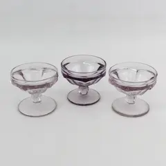Set of 3 Antique Heisey Colonial 300 Stem Lavender Tinted Sherbet Bowls 3.5"