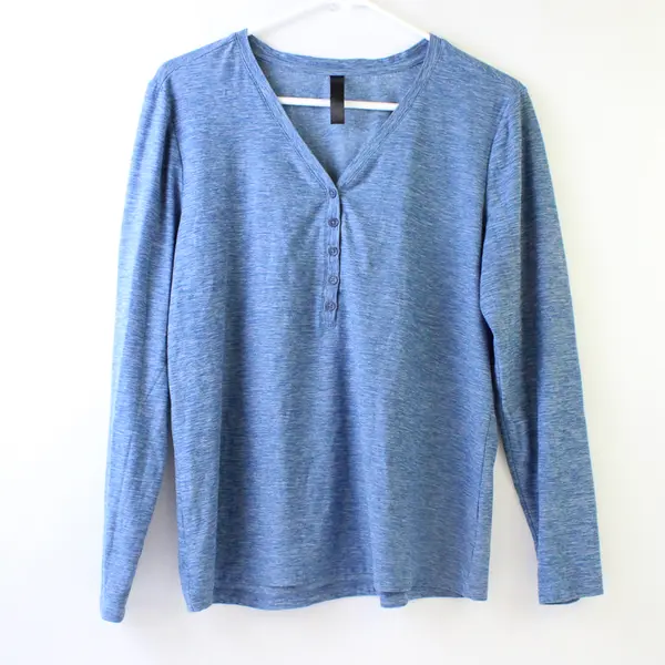 Kyodan Blue Color Speckled Long Sleeve Activewear Shirt Top Women's Size Large