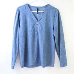 Kyodan Blue Color Speckled Long Sleeve Activewear Shirt Top Women's Size Large
