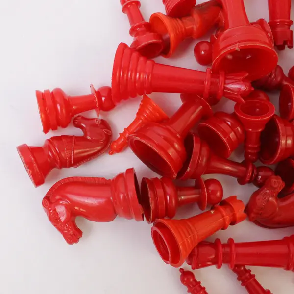 Lot of 59 Plastic Red Chess Pieces DIY Craft Supplies