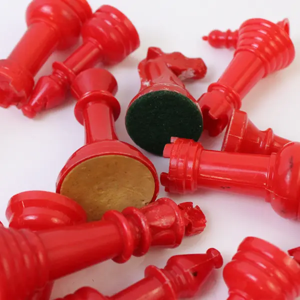 Lot of 59 Plastic Red Chess Pieces DIY Craft Supplies