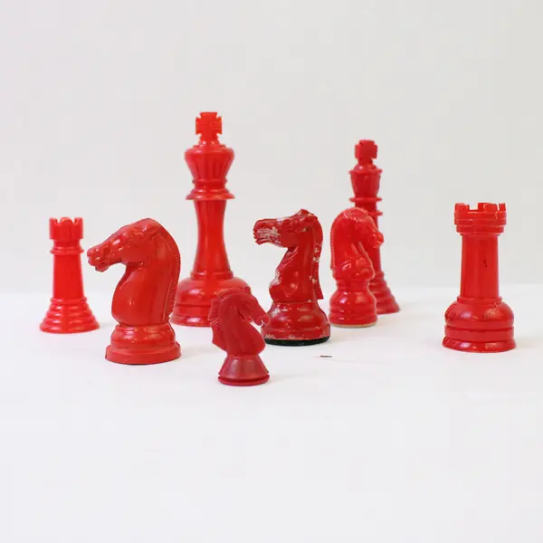 Lot of 59 Plastic Red Chess Pieces DIY Craft Supplies
