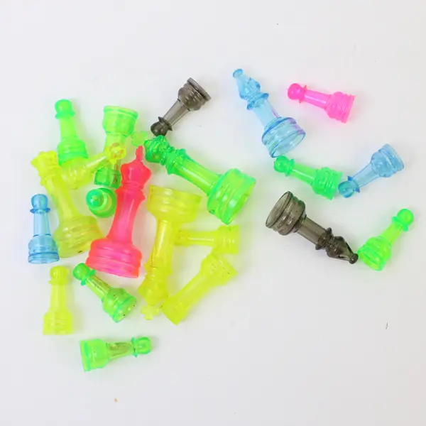Lot of 21 Transparent Colorful Plastic Chess Pieces DIY Crafts