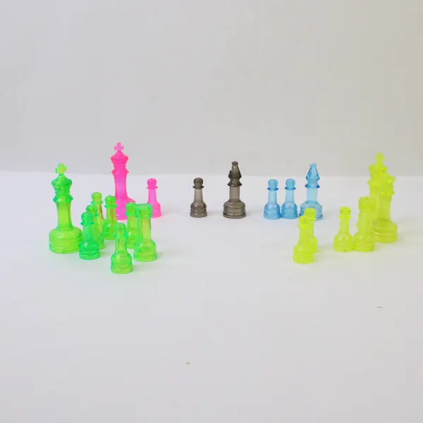 Lot of 21 Transparent Colorful Plastic Chess Pieces DIY Crafts