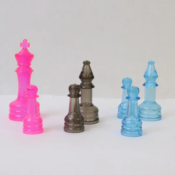 Lot of 21 Transparent Colorful Plastic Chess Pieces DIY Crafts