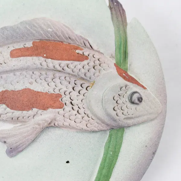 Handmade Art Pottery Trinket Bowl With Fish Lid  Signed