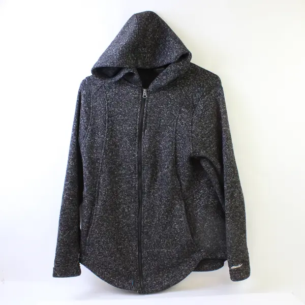 Eddie Bauer Gray Speckled Long Sleeve Zip Up Hoodie 100% Polyester Womens Size L