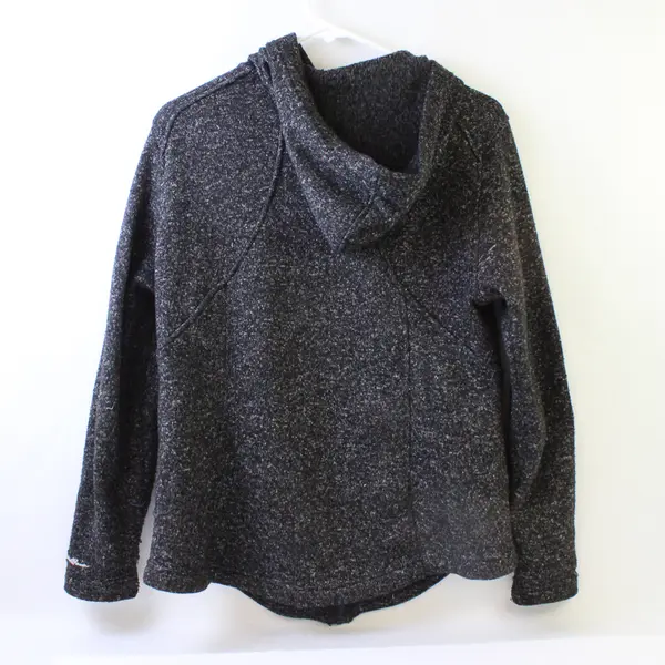 Eddie Bauer Gray Speckled Long Sleeve Zip Up Hoodie 100% Polyester Womens Size L