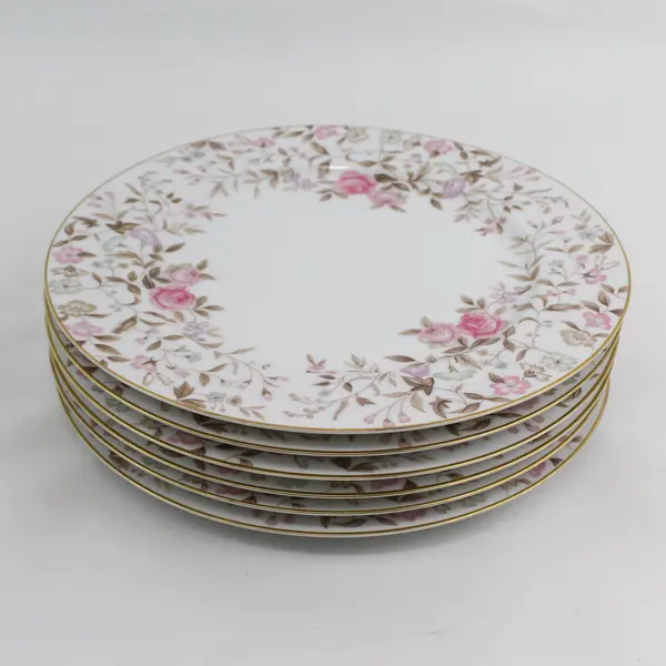 Set Of 6 Sango Jeannette Porcelain Dinner Plates Japan