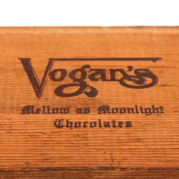 Vintage Vogan's Redwood Wooden Chocolate Box Advertising Collectible