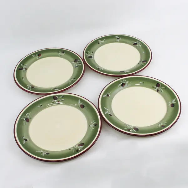 Set of 4 Better Homes And Gardens Olive Villa Dinner Plates 10.5"