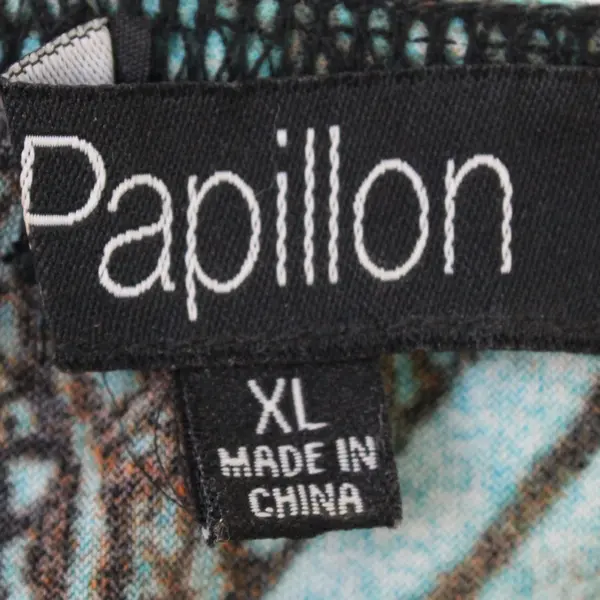 Papillon Teal/Black/Brown Abstract Floral Pattern Sun Dress Women's Size XL