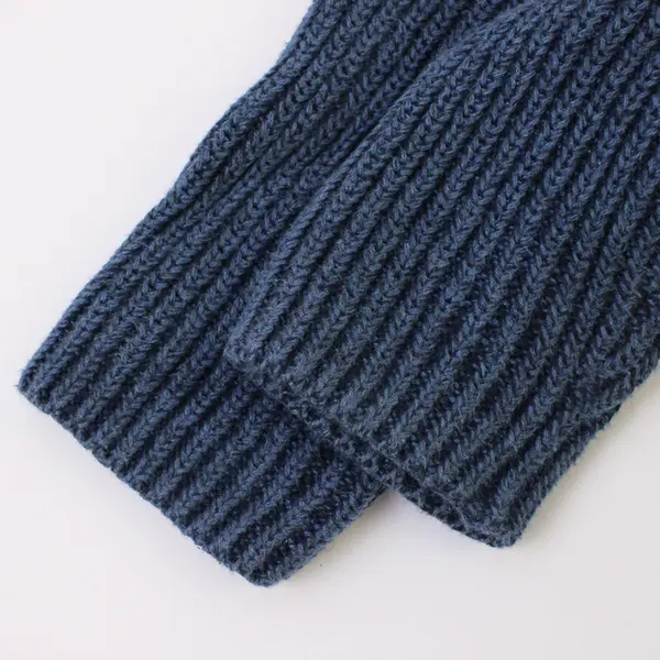 L. L. Bean Solid Blue Color Long Sleeve Knit Sweater 100% Cotton Women's Size L