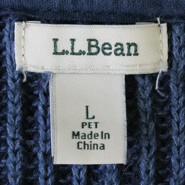 L. L. Bean Solid Blue Color Long Sleeve Knit Sweater 100% Cotton Women's Size L