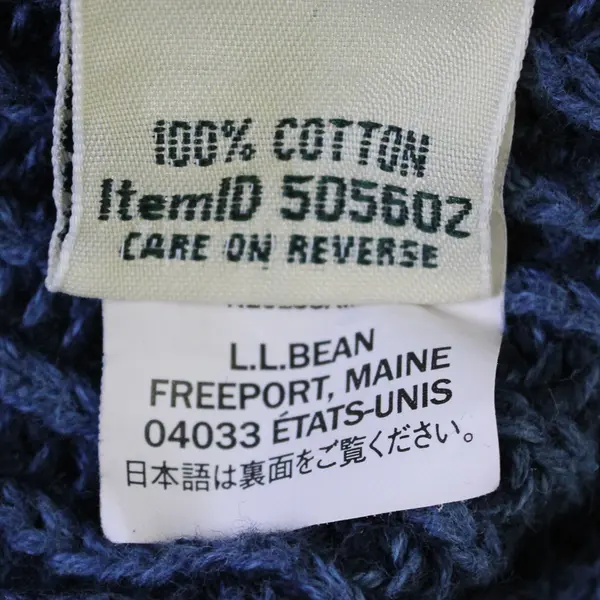 L. L. Bean Solid Blue Color Long Sleeve Knit Sweater 100% Cotton Women's Size L
