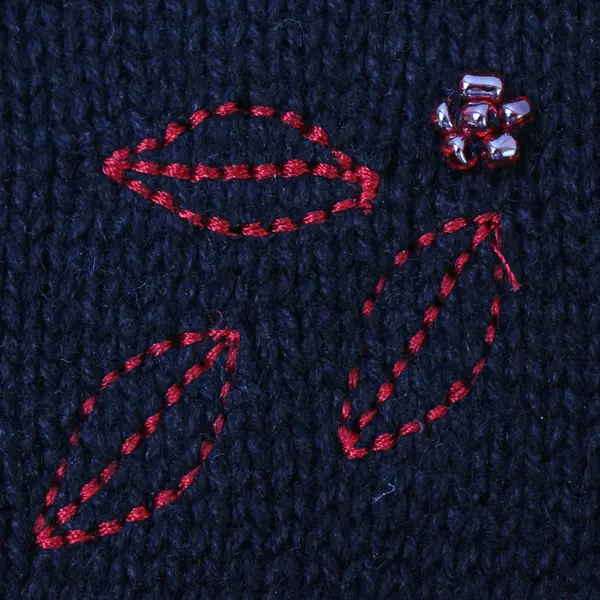 Christopher & Banks Black W/ Red Floral Crochet Sweater Cardigan Women's Size M