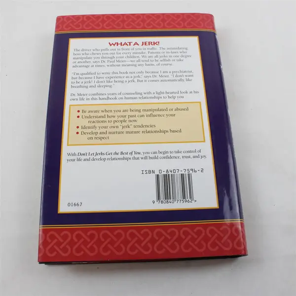 Vintage Don't Let Jerks Get the Best of You by Paul Meier 1993 Hardcover DJ