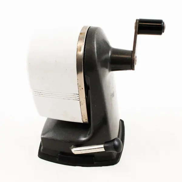 Vintage Sears White Manual Crank Pencil Sharpener Tabletop Suction Base