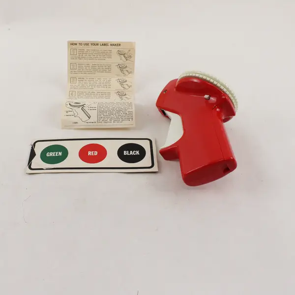 Vintage Red Penncraft Label Maker Embosser - Works, Retro Office